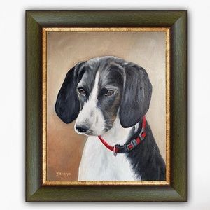Original Oil Painting Signed custom animal portraits dog painting hound